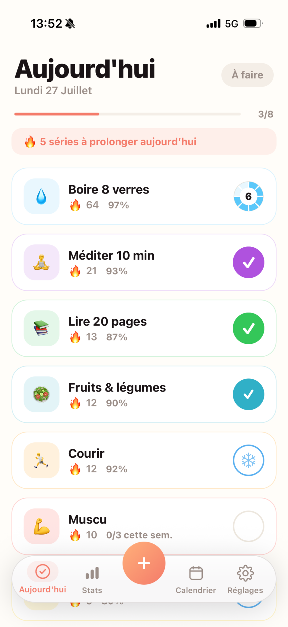 Strike : les habitudes du jour, à valider d’un geste.